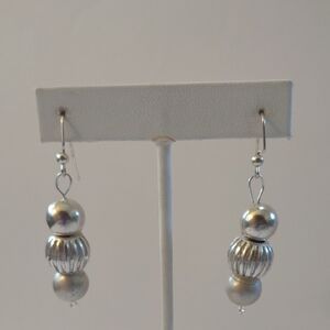 Silver Bead Drop Earrings - Elegant Women’s Jewelry